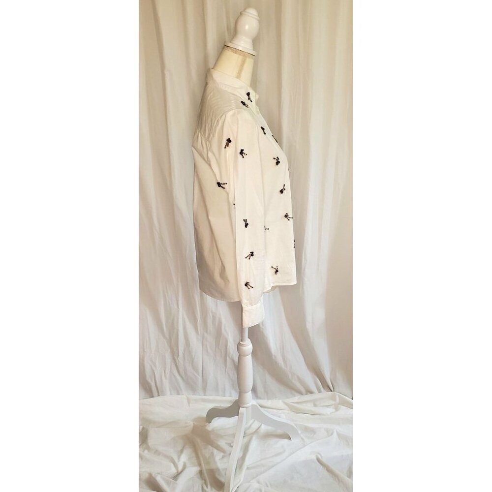 Anthropologie Dhruv Kapoor Embellished White Button Up Shirt Luxury Designer M - Picture 6 of 13